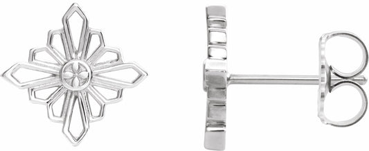 14K White Geometric Earrings with Backs