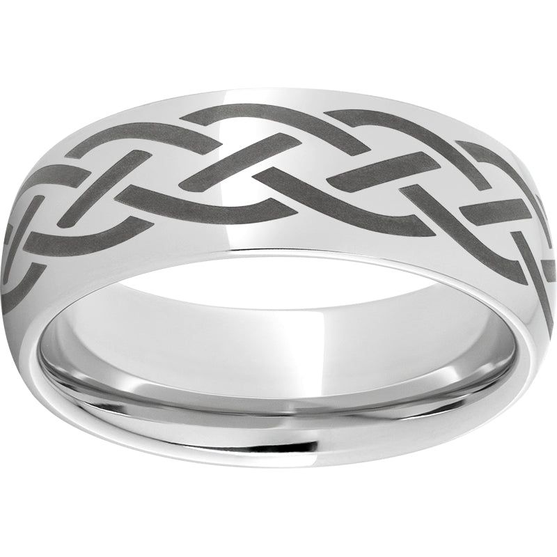 Serinium Domed Band with a Braid Laser Engraving