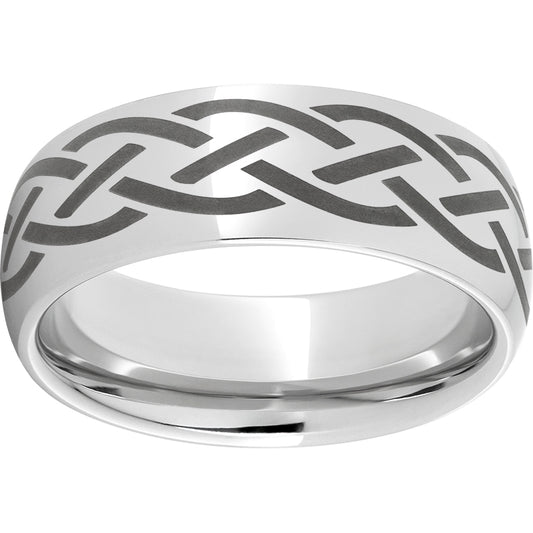 Serinium Domed Band with a Braid Laser Engraving