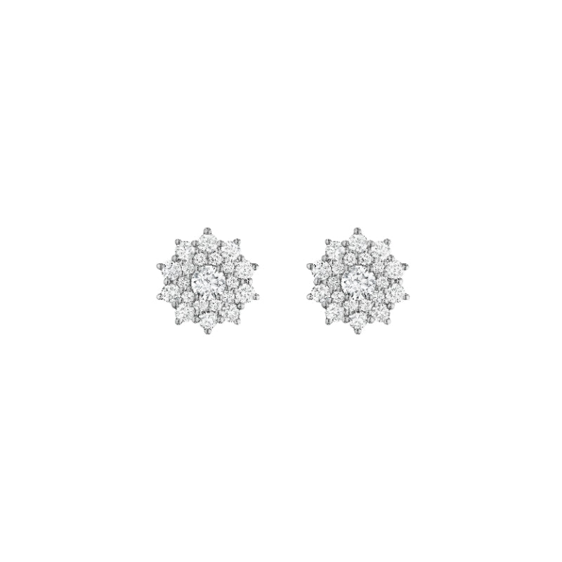 Henri Daussi White Platinum Diamond Stud Earrings