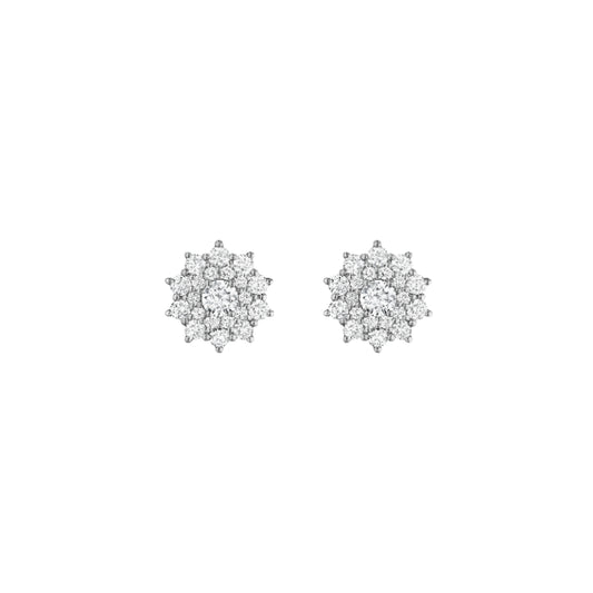 Henri Daussi White Platinum Diamond Stud Earrings