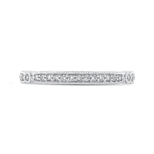 Shah Luxury 14K White Gold Round Diamond Wedding Band