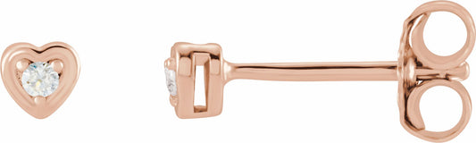 14K Rose .03 CTW Diamond Youth Heart Earrings