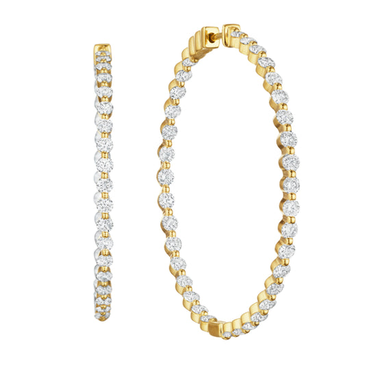 Henri Daussi 18k Yellow Gold Diamond Hoop Earrings