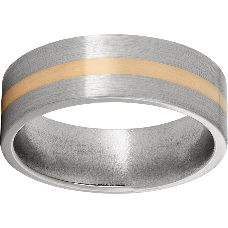 Titanium Flat Band with a 2mm 14K Yellow Gold Inlay and Satin Finish