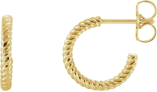 14K Yellow 12 mm Rope Hoop Earrings