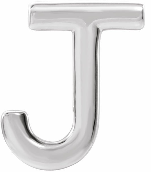 14K White Single Initial J Earring