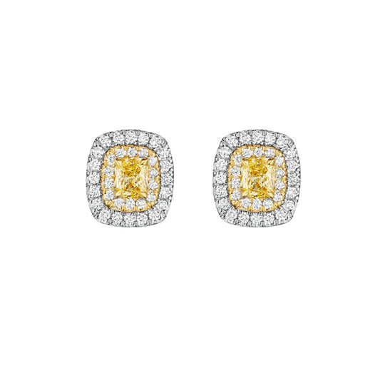 Henri Daussi 14k Yellow Gold Diamond Stud Earrings