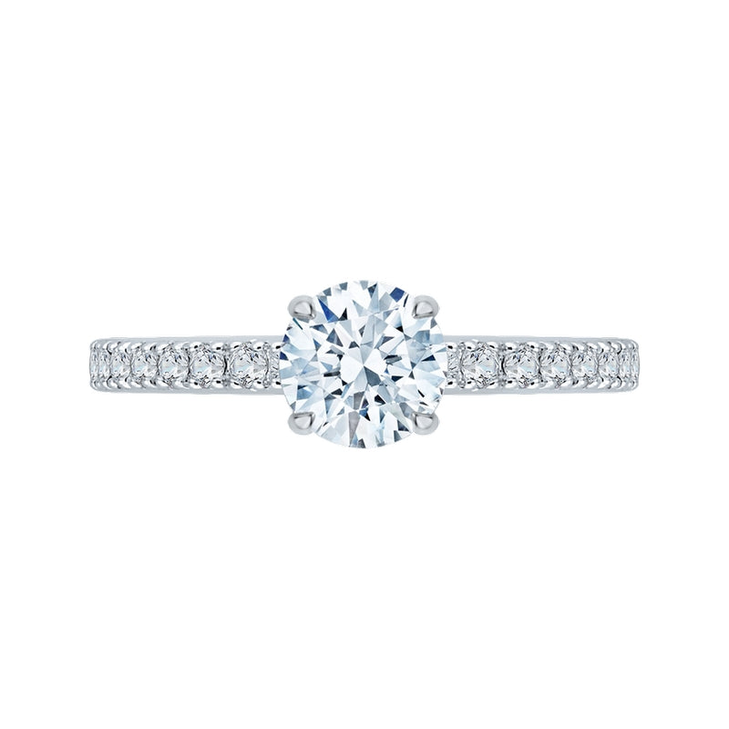 Shah Luxury 14K Two-Tone Gold Round Diamond Engagement Ring (Semi-Mount)