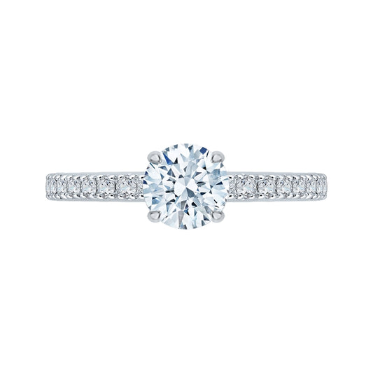 Shah Luxury 14K Two-Tone Gold Round Diamond Engagement Ring (Semi-Mount)