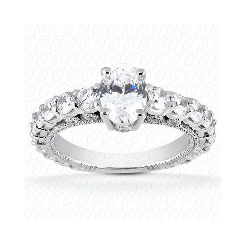 14k White Gold Diamond Semi-Mount Fancy Engagement Ring