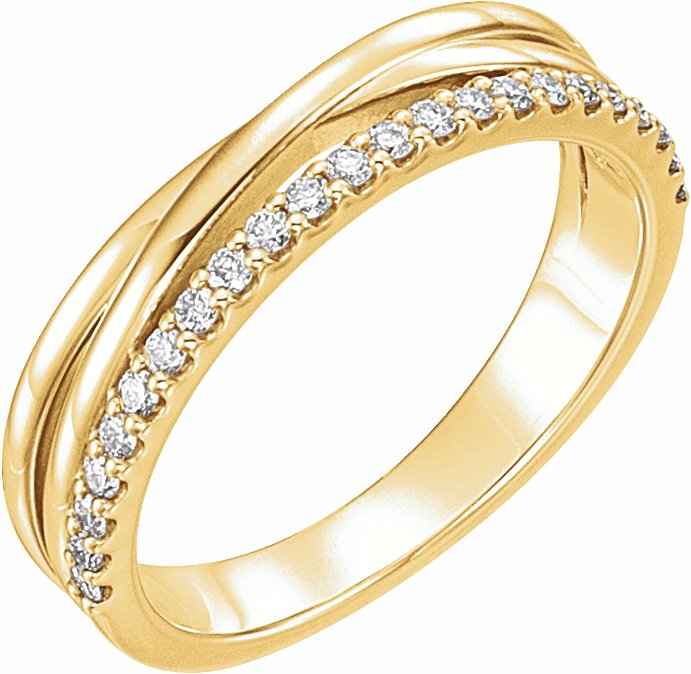 14K Yellow 1/4 CTW Diamond Criss-Cross Ring