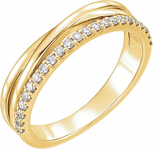 14K Yellow 1/4 CTW Diamond Criss-Cross Ring