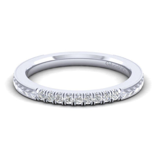 Gabriel & Co. 14k White Gold Victorian Diamond Wedding Band