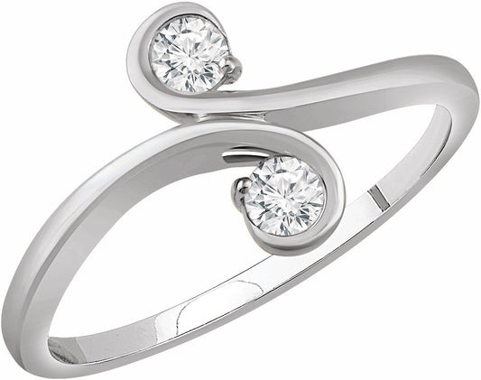 14K White 1/5 CTW Diamond Two-Stone Ring