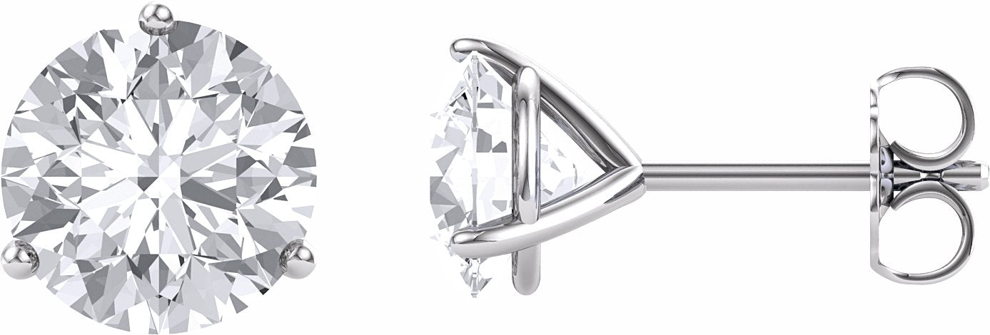14K White 7.5 mm Round Forever Oneu2122 Moissanite Earrings
