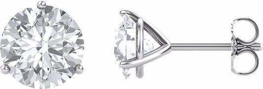 14K White 7.5 mm Round Forever Oneu2122 Moissanite Earrings