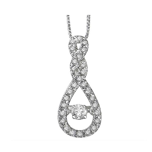 Gems One 10KT White Gold & Diamond Rhythm Of Love Neckwear Pendant   - 1/3 ctw