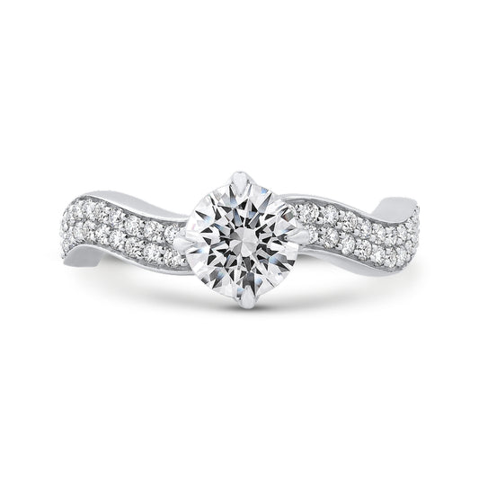 Shah Luxury 14K White Gold Round Diamond Engagement Ring (Semi-Mount)