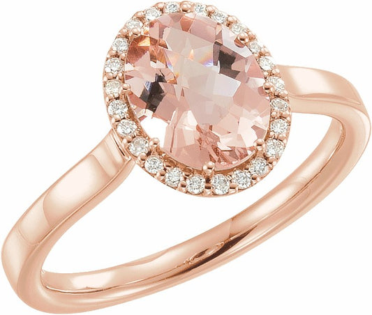 14K Rose Morganite & 1/8 CTW Diamond Ring