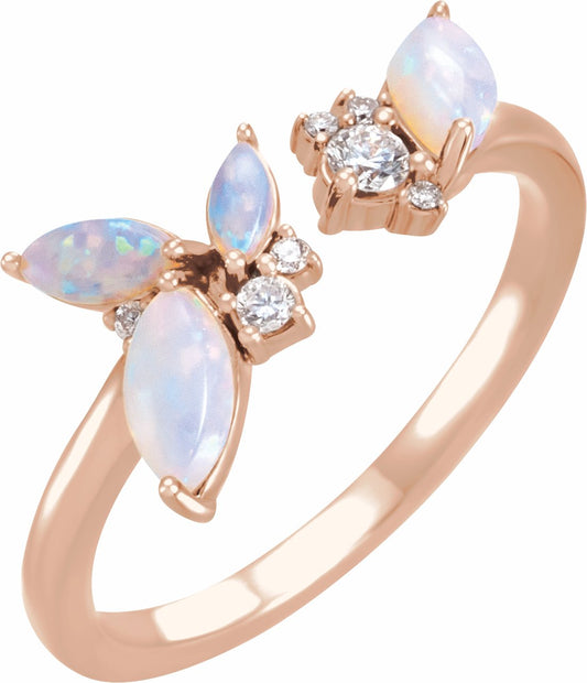 14K Rose Australian Opal & 1/10 CTW Diamond Negative Space Ring