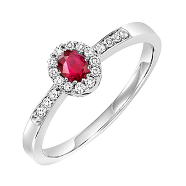 Gems One 14Kt White Gold Diamond (1/6Ctw) & Ruby (1/5 Ctw) Ring