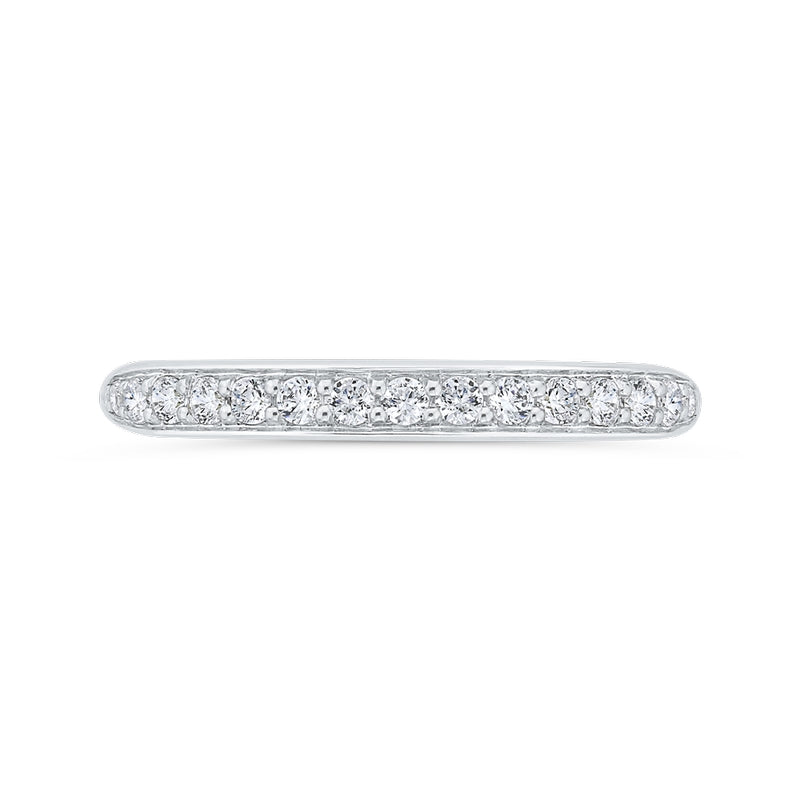 Shah Luxury 14K White Gold Round Cut Diamond Wedding Band
