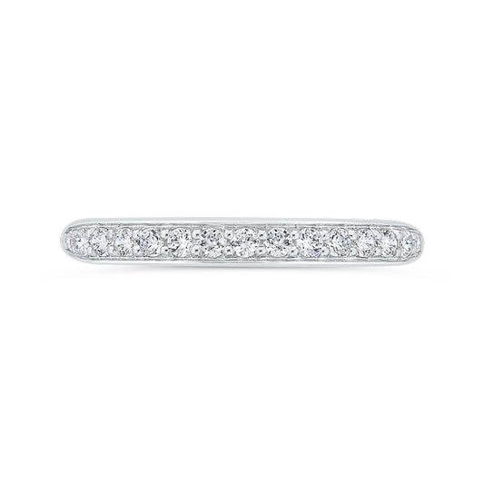 Shah Luxury 14K White Gold Round Cut Diamond Wedding Band