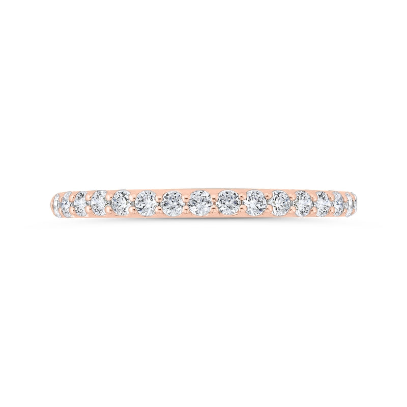 Shah Luxury 14K Rose Gold Round Cut Diamond Wedding Band