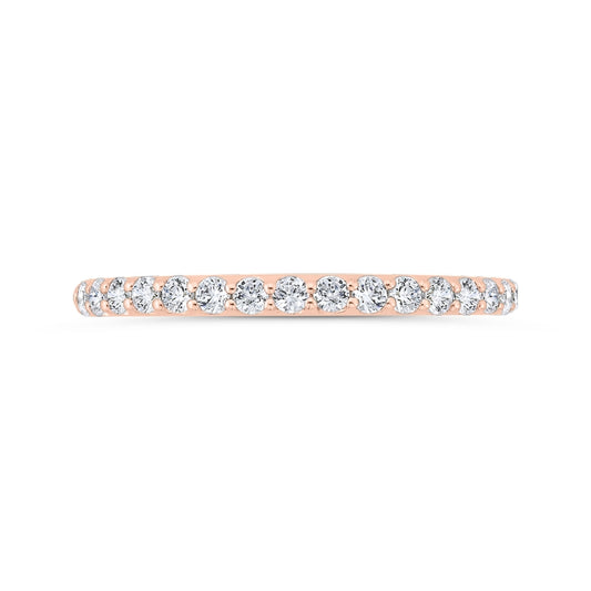 Shah Luxury 14K Rose Gold Round Cut Diamond Wedding Band