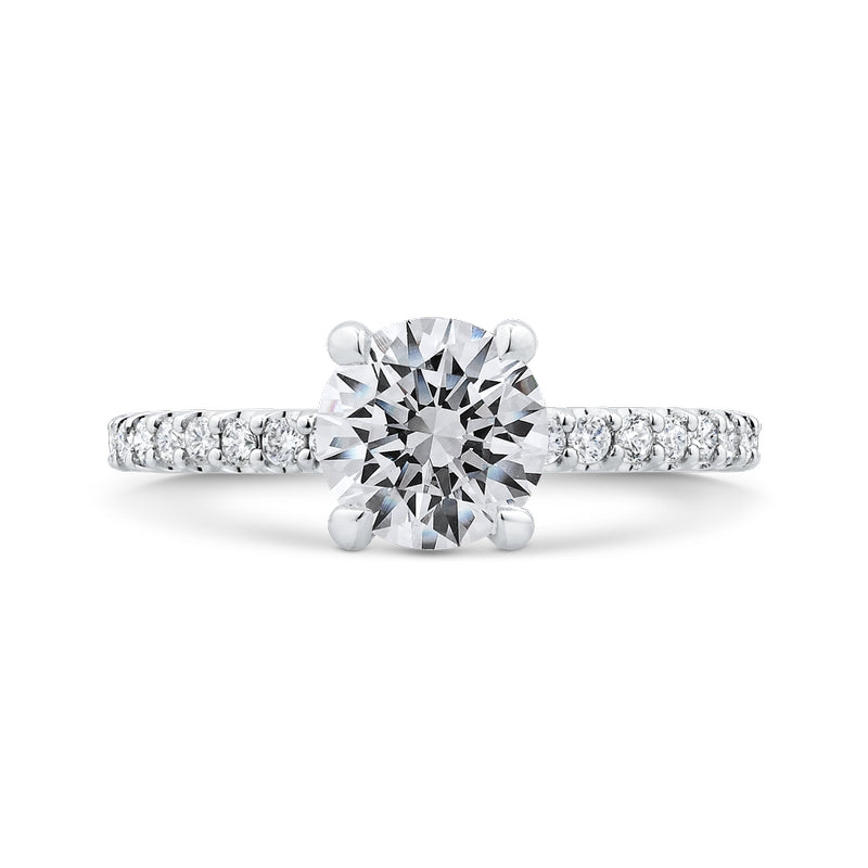 Shah Luxury 14K White Gold Round Cut Diamond Classic Engagement Ring (Semi-Mount)