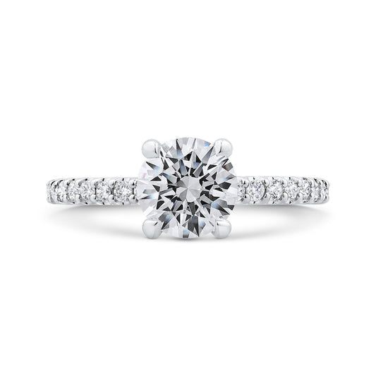 Shah Luxury 14K White Gold Round Cut Diamond Classic Engagement Ring (Semi-Mount)