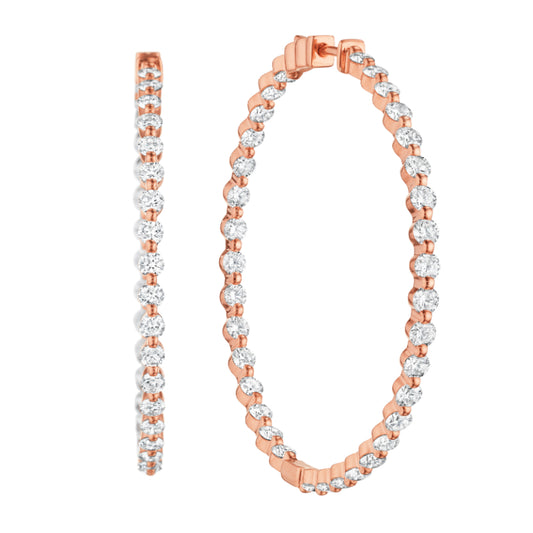 Henri Daussi 14k Rose Gold Diamond Hoop Earrings