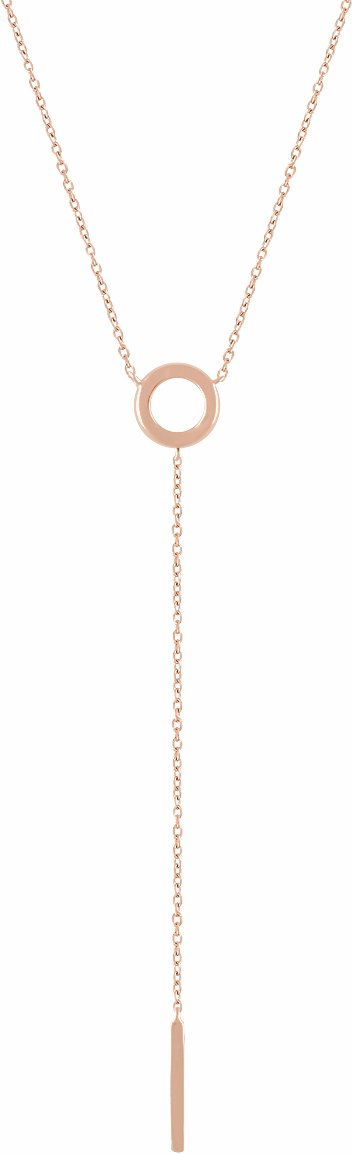 14K Rose Circle & Bar Y 16-18 Necklace