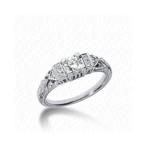 14k White Gold Diamond Semi-Mount Antique Engagement Ring