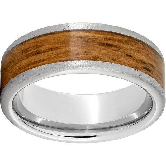 Serinium Pipe Cut Band with Single Malt Barrel Aged Inlay & Stone Finish