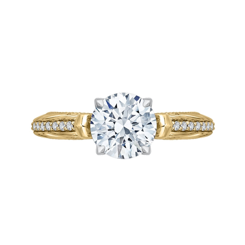Shah Luxury 14K Two-Tone Gold Round Diamond Engagement Ring (Semi-Mount)