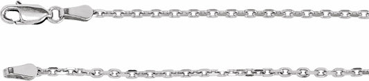 14K White 2 mm Diamond-Cut Cable 7 Chain