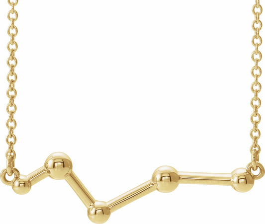 14K Yellow Constellation Bar 18 Necklace