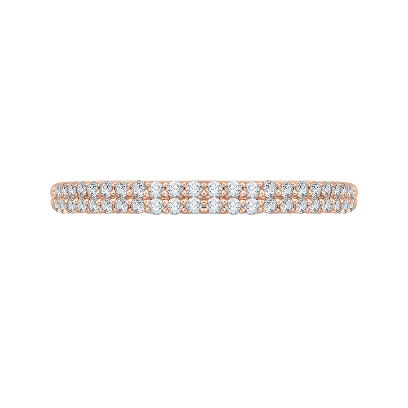Shah Luxury 14K Rose Gold Round Diamond Wedding Band