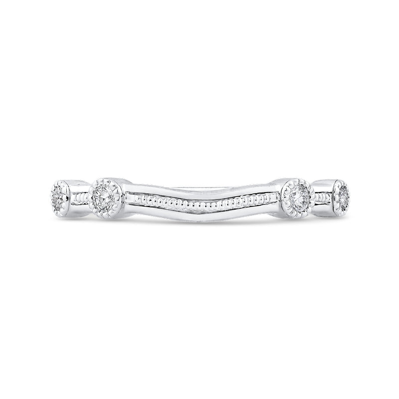 Shah Luxury 14K White Gold Round Diamond Wedding Band
