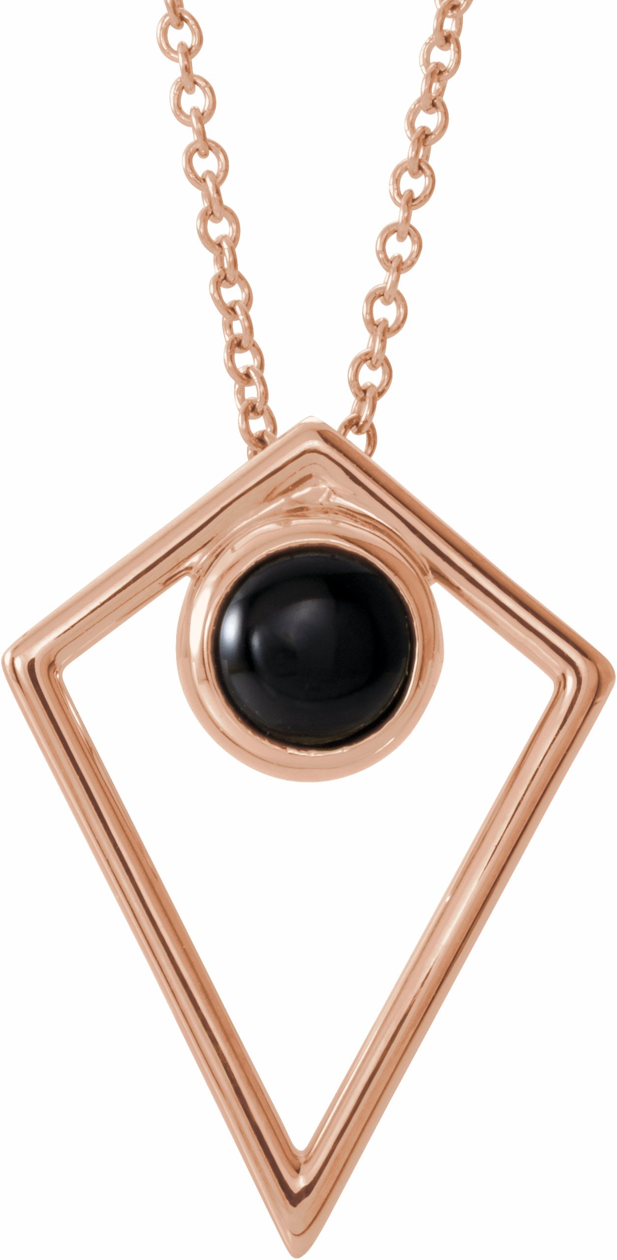 14K Rose Onyx Cabochon Pyramid 16-18 Necklace