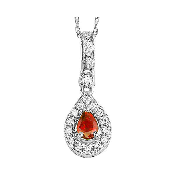 Gems One 14Kt White Gold Diamond (1/10Ctw) & Ruby (1/6 Ctw) Pendant