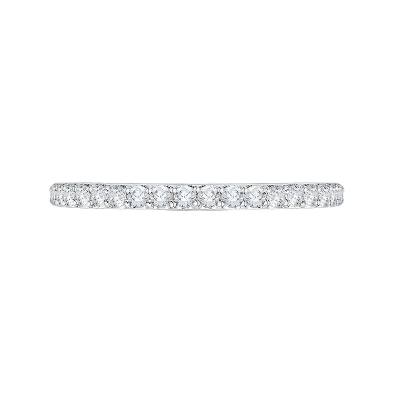 Shah Luxury 14K White Gold Round Diamond Half Eternity Euro shank Wedding Band