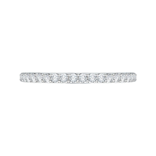 Shah Luxury 14K White Gold Round Diamond Half Eternity Euro shank Wedding Band