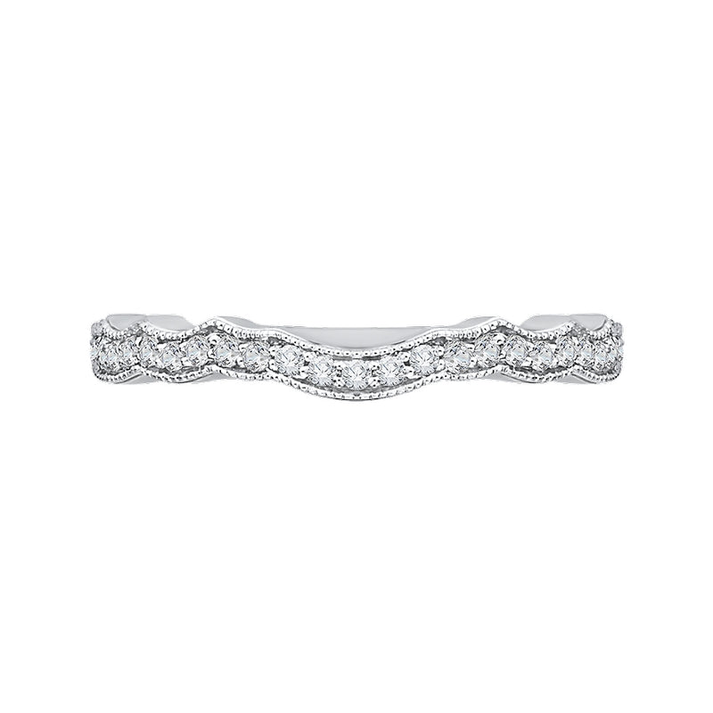 Shah Luxury 14K White Gold Round Diamond Half-Eternity Wedding Band