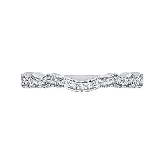 Shah Luxury 14K White Gold Round Diamond Half-Eternity Wedding Band