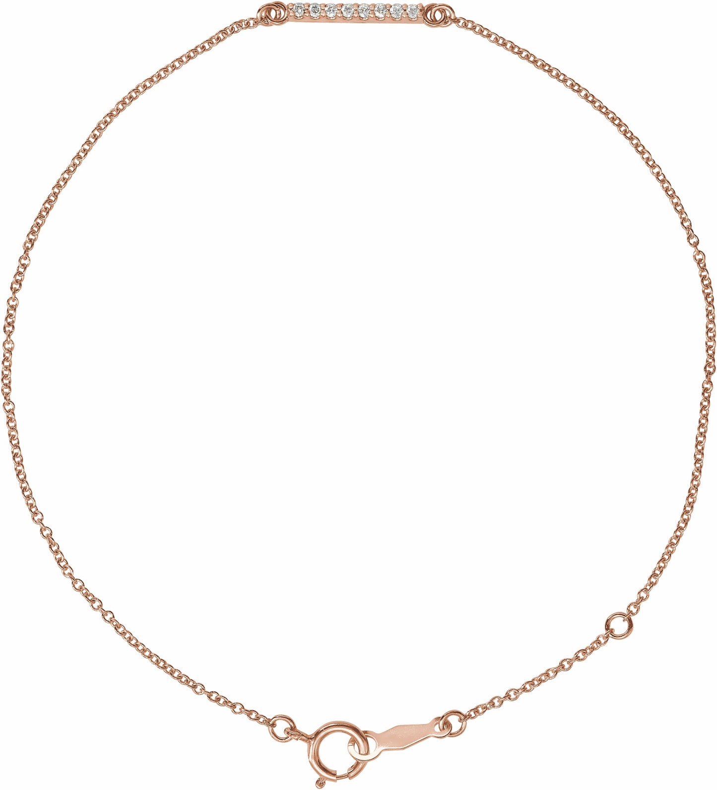 14K Rose .07 CTW Diamond Bar 6 1/2-71/2 Bracelet