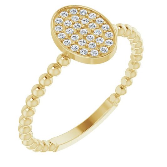 14K Yellow 1/6 CTW Diamond Cluster Beaded Ring