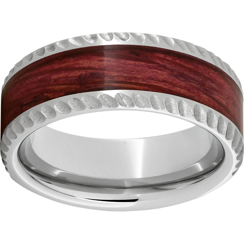 Serinium Pipe Cut Band with Cabernet Barrel Aged Inlay & Notched Finish